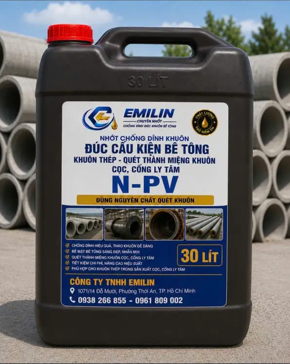 EMILIN N-PV – NHỚT CHỐNG DÍNH KHUÔN ĐÚC CẤU KIỆN BÊ TÔNG LY TÂM ƯU ĐIỂM SẢN PHẨM EMILIN N-PV